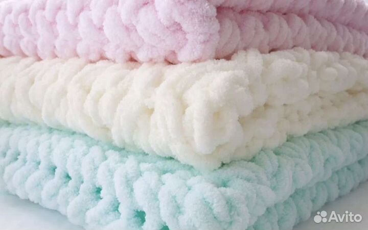 Плюшевый вязанный плед на заказ