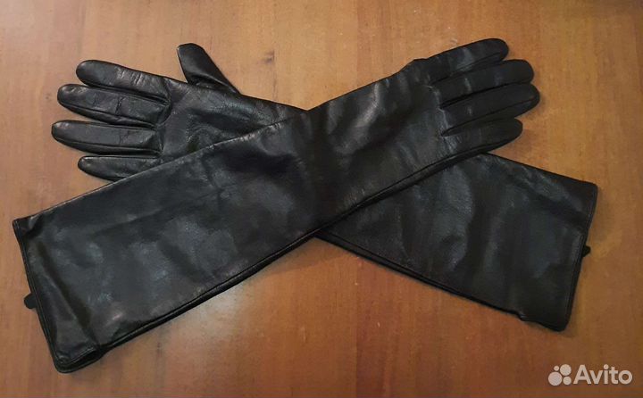 Перчатки кожаные удлинённые новые женские