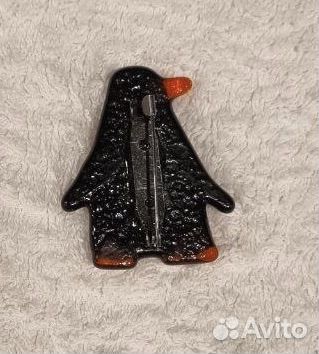 Брошь стекло пингвин