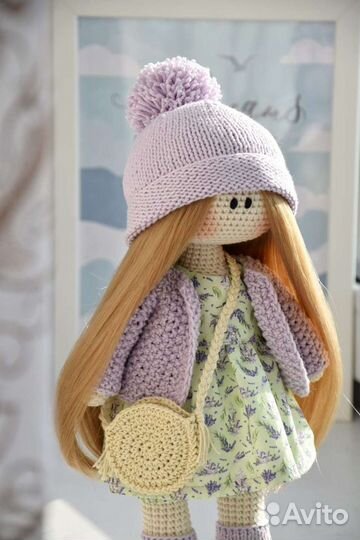 Вязаная игрушка интерьерная кукла новый год