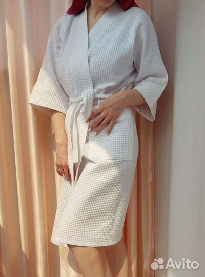 Новый женский вафельный халат,42-46р, В подарок