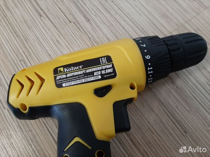 Новый шуруповерт kolner(кейс,2 акб,оснастка,16.8V)