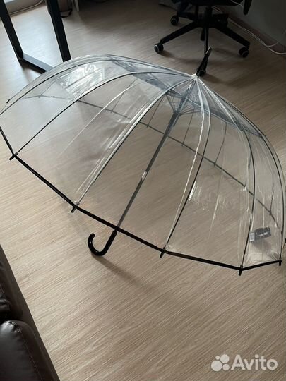 Зонт прозрачный 16 спиц белый/черный
