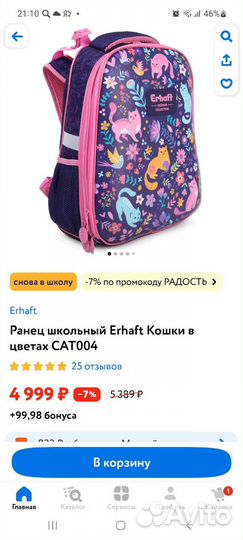 Рюкзак школьный erhaft