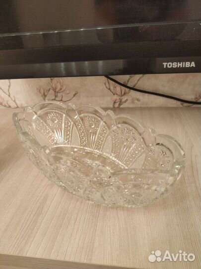 Конфетница хрустальная с мельхиором