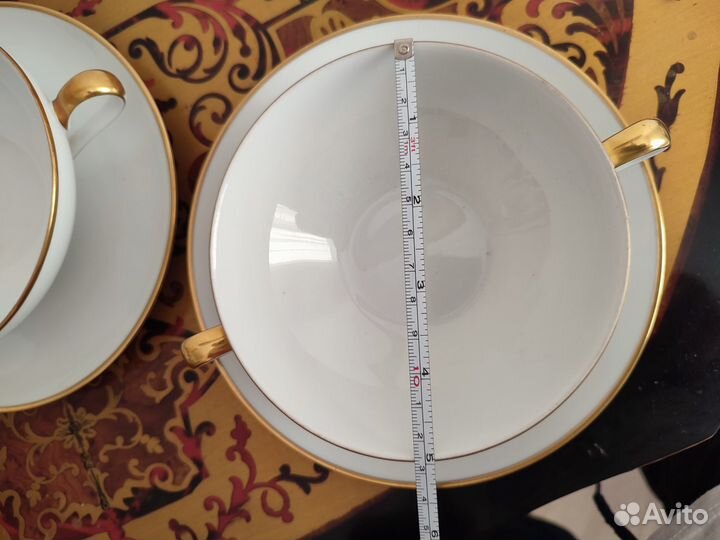 Три суповые чашки с тарелками Германия KPM