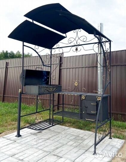 Мангал с печкой под казан