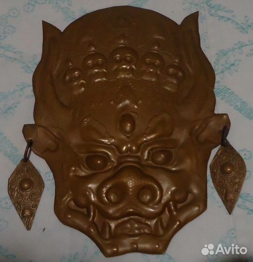 2 Маски Бога Чжамсаран медная монгольск.Сов.1985 г