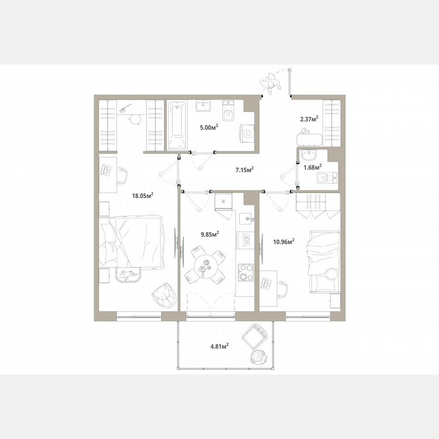 2-к. квартира, 56,5 м², 9/12 эт.