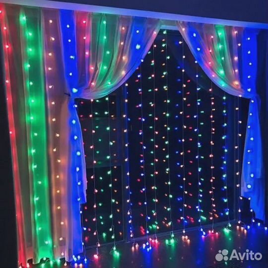 Гирлянда штора цветная (3м*3м)