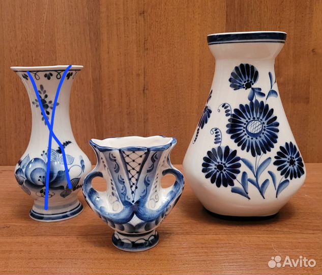 Вазы фарфоровые гжель