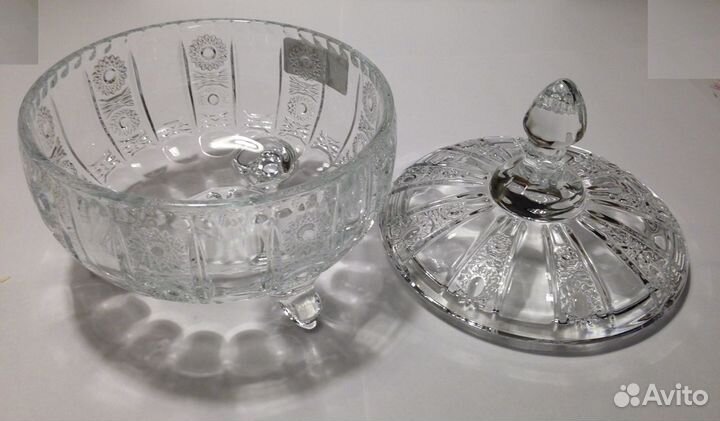 Ваза с крышкой диаметр 12см Хрустальное солнце