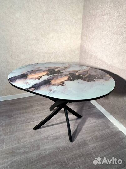 Стильный стол, круглый, раздвижной, 100 см