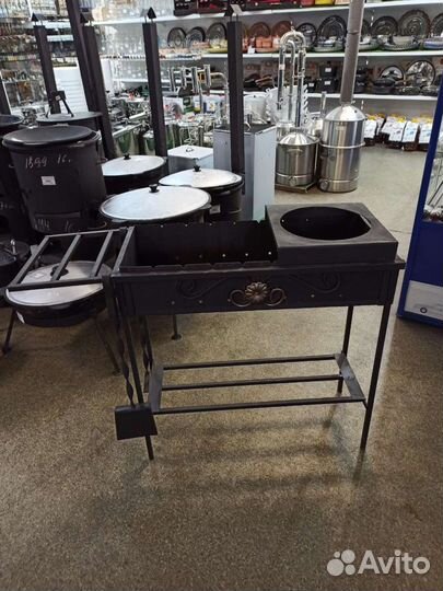 Мангал 820мм с решеткой, полкой, кольцом под казан