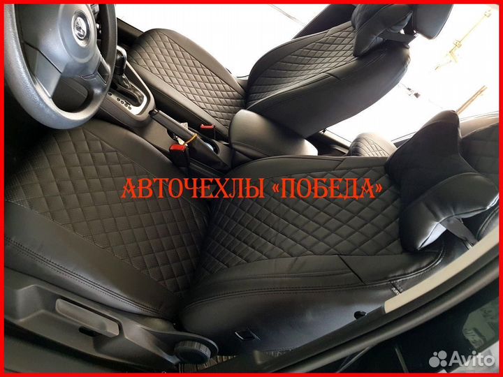 Чехлы Nissan Juke из экокожи чёрные Ромб