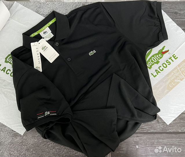 Поло Lacoste чёрное р.48,50,52,54,56