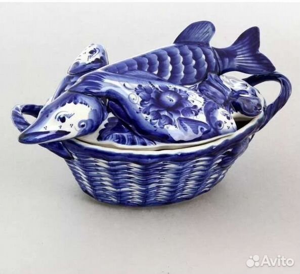 Кастрюля из гжели Рыбка