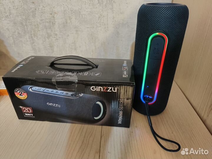 Колонка портативная блютус ginzu 20w