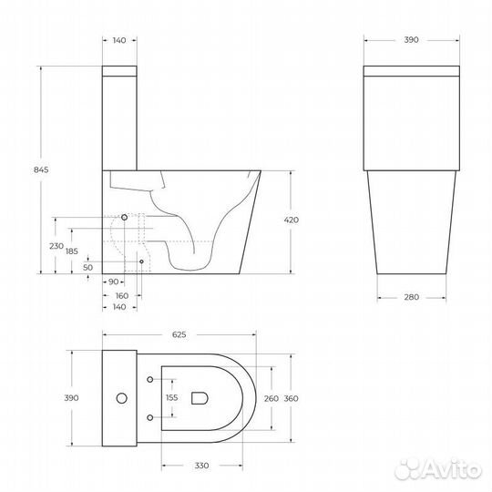 Унитаз-компакт безободковый belbagno flay-R