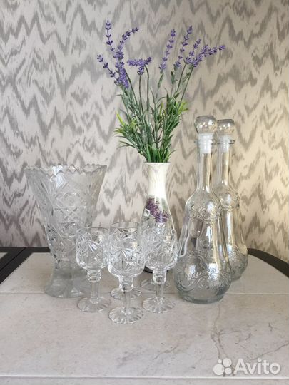 Вазы/ салатники, конфетницы, рюмки, подсвечник, др