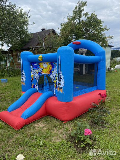 Детский надувной батут с горкой