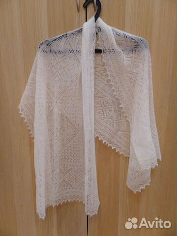 Палантин пуховый ажурный