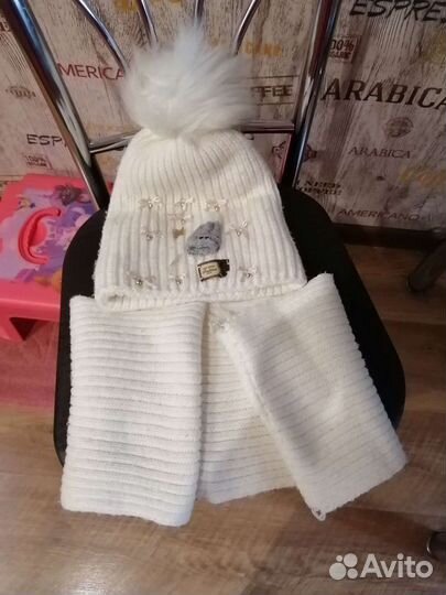 Зимняя шапка и снуд для девочки