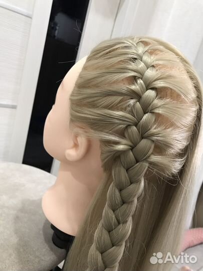 Учебная голова манекен с волосами