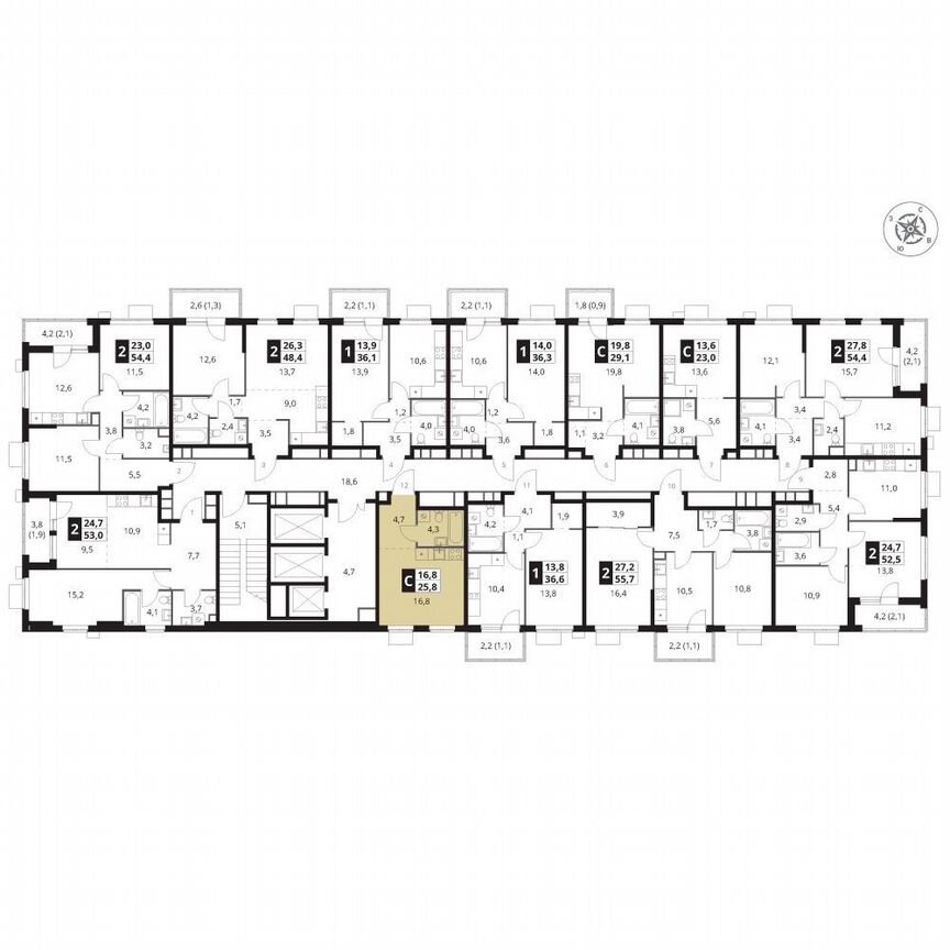 Квартира-студия, 25,8 м², 18/25 эт.