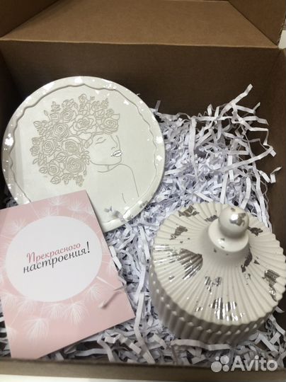 Набор из гипса (поднос, шкатулка)