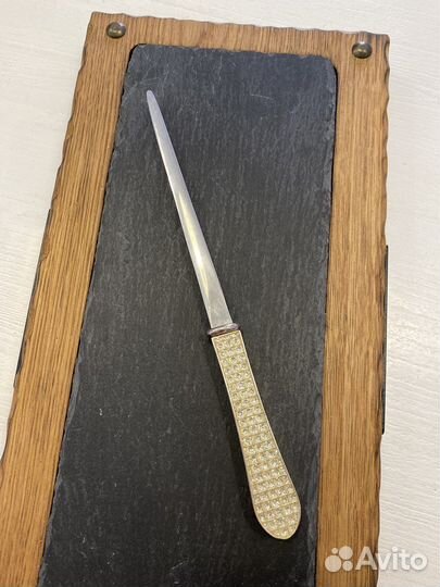 Нож для бумаги стильный металл ручка со стразами