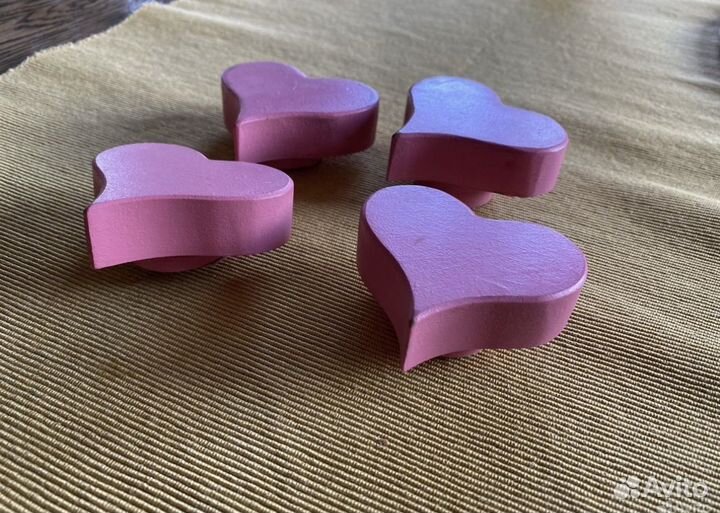 Мебельные ручки из дерева в форме сердца 4 шт