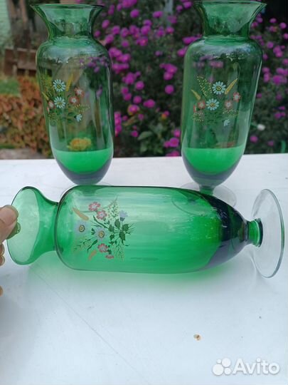 Вазы из цветного стекла СССР