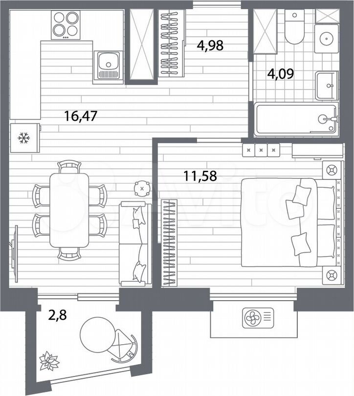 1-к. квартира, 38 м², 12/13 эт.