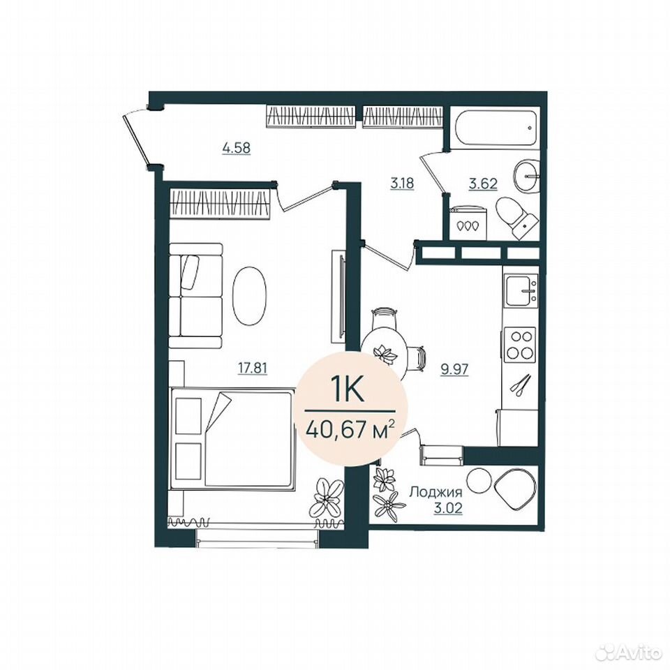 1-к. квартира, 40,7 м², 5/12 эт., Херсон