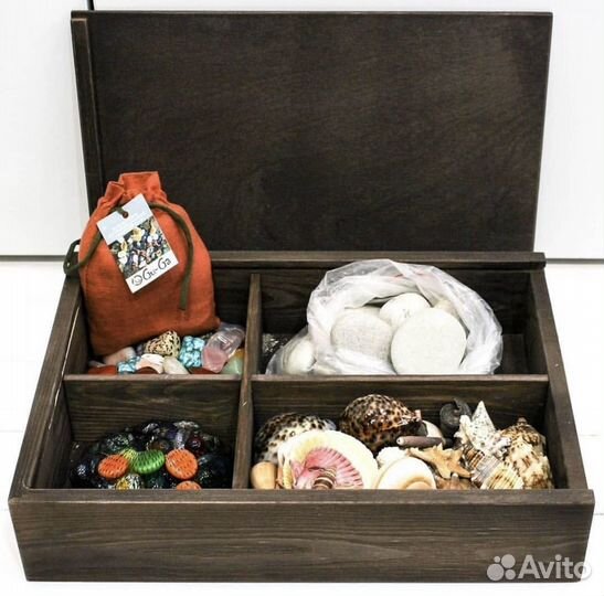 Сенсорный бокс GuGa в дерев.ящике (натур. самоцвет