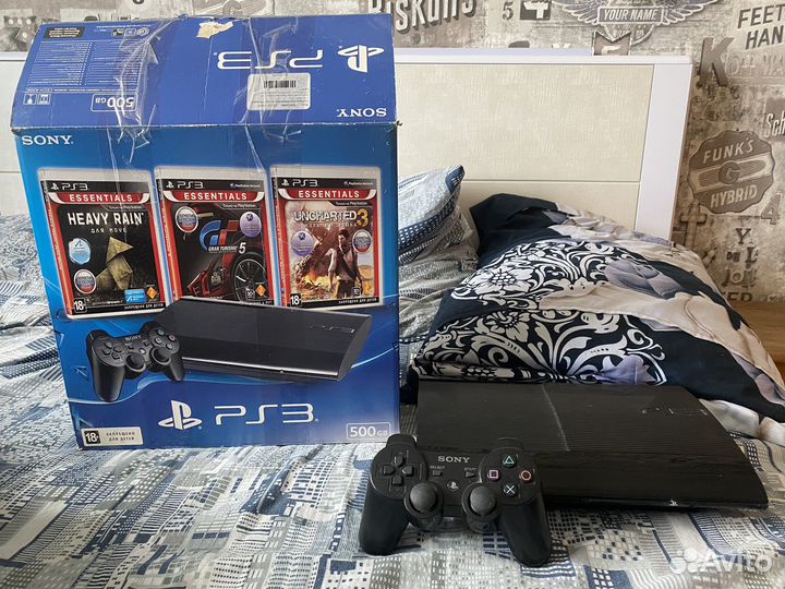 Sony PS3 500гб, все провода, коробка, джойстик