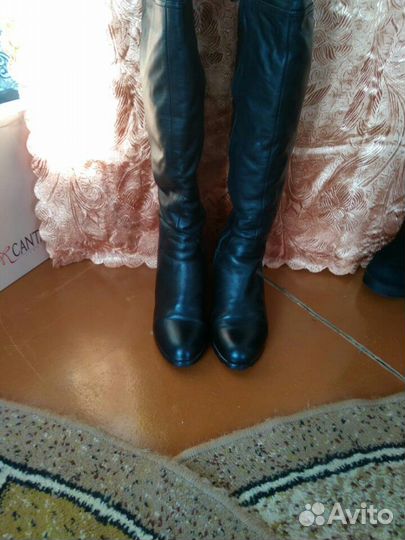 Сапоги высокие женские зимние и осенние кожаные