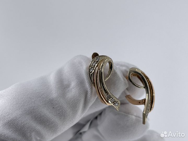 Золотые Серьги 585 пробы с бриллиантами. Рассрочка