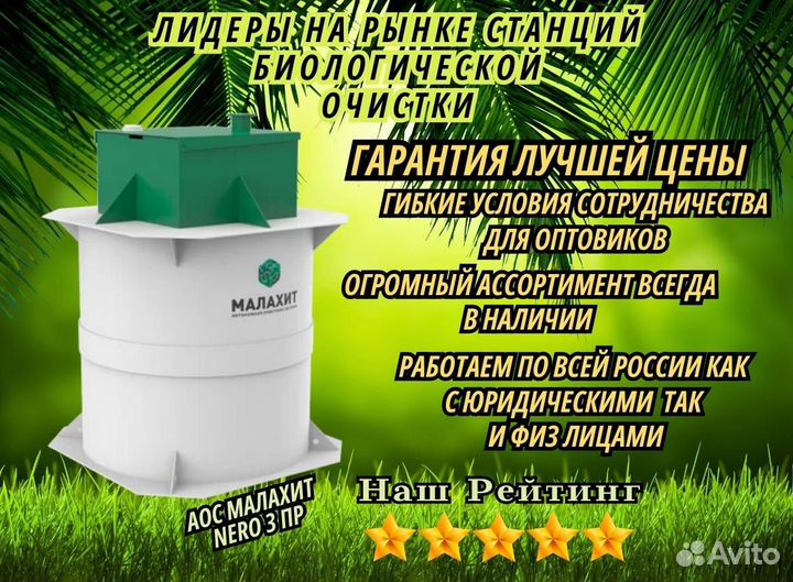 Септик не требующий откачки Малахит Nero 3 пр