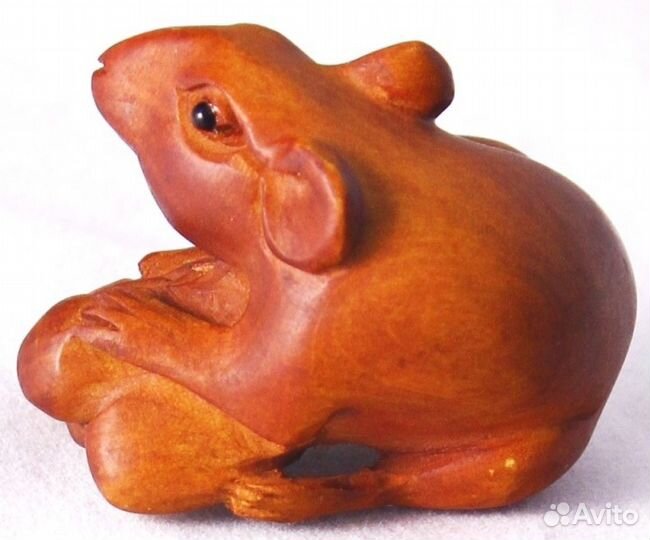 Статуэтка Мышь - Нэцкэ из Дерева Самшит ru*44