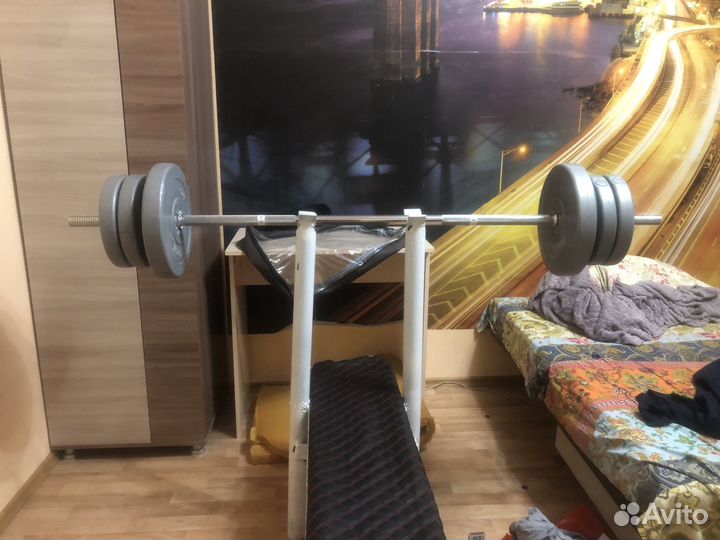 Штанга гриф блины скамья со штангой гантели