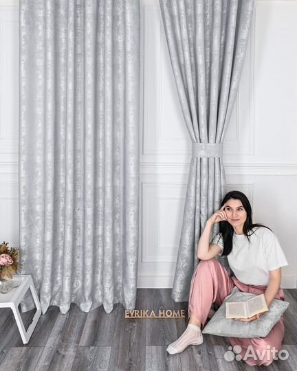 Комплект штор мрамор Зарина Стальной