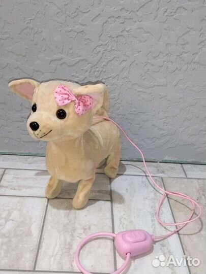 Интерактивная собака на поводке, ходит и лает