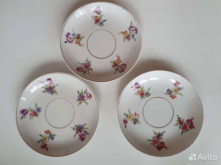 Фарфор СССР блюдце молочник Песочное 1950е