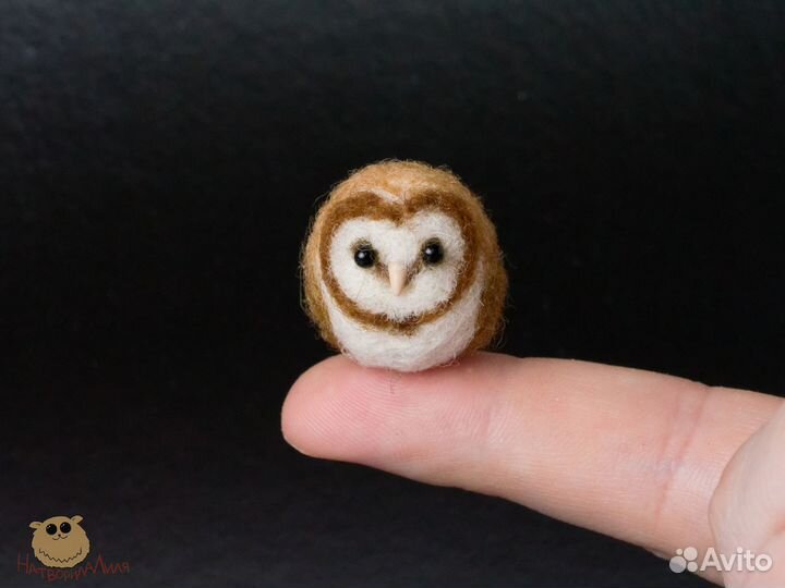 Сова сипуха из шерсти, Амбарная сова фигурка