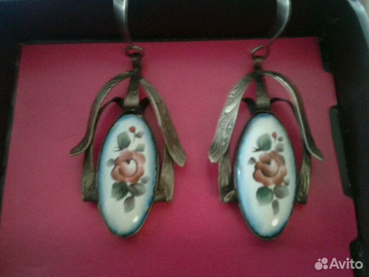 Серьги финифть СССР винтаж