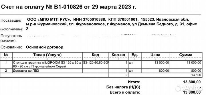 Стол для груминга