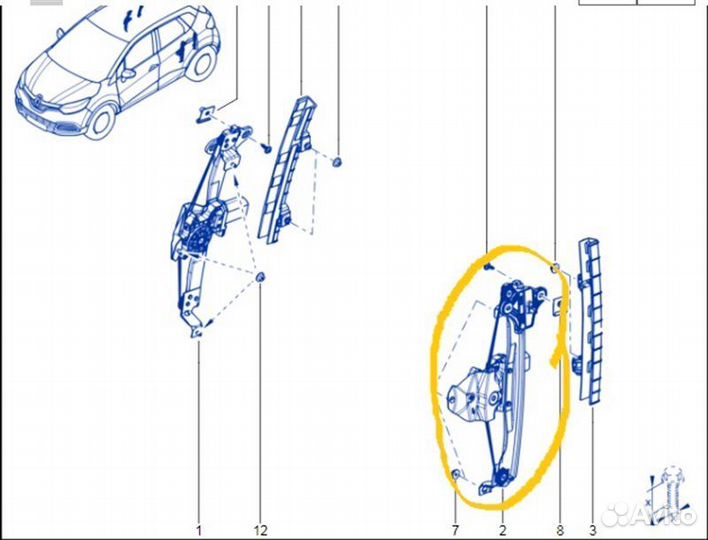 Стеклоподъемник задний левый Renault Kaptur