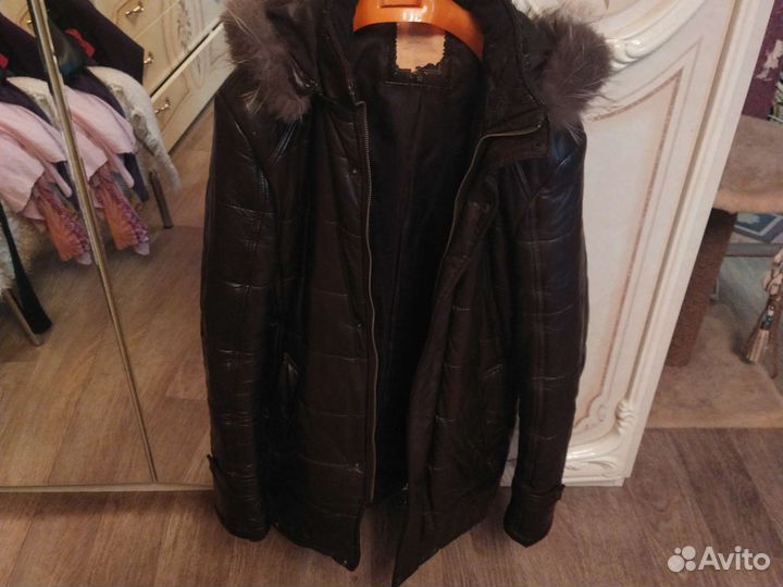 Пуховик мужской эко кожа